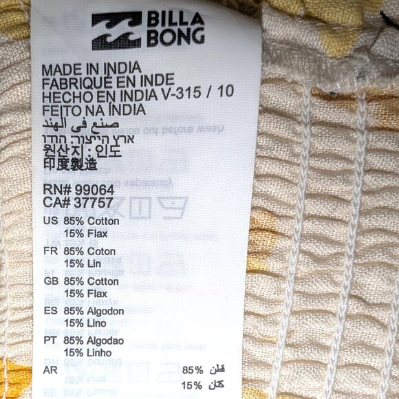 Billabong | Flax Linen Blend Forever In a Day Halter Crop Top Gold Dust | Medium - Picture 11 of 16